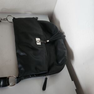 BEAUTIFUL BLACK Apt 9 CROSSBODY BAG purse SATCHEL silver accents TASSEL 9x14